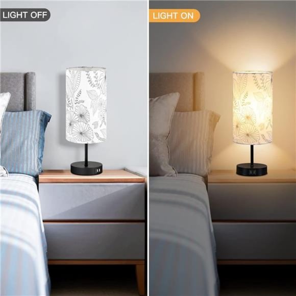 Touch Control Bedside Lamp with 2 USB Ports, 3-Way Dimmable lamp Nightstand Lamp - Picture 3 of 6